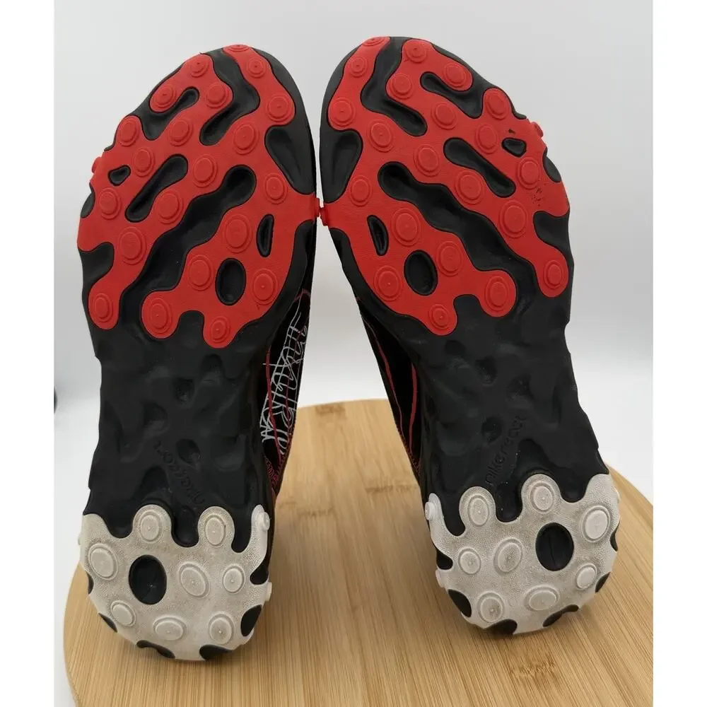 Nike React Element 55 Script Swoosh Mens Size 8.5 Athletic Sneakers Black Red